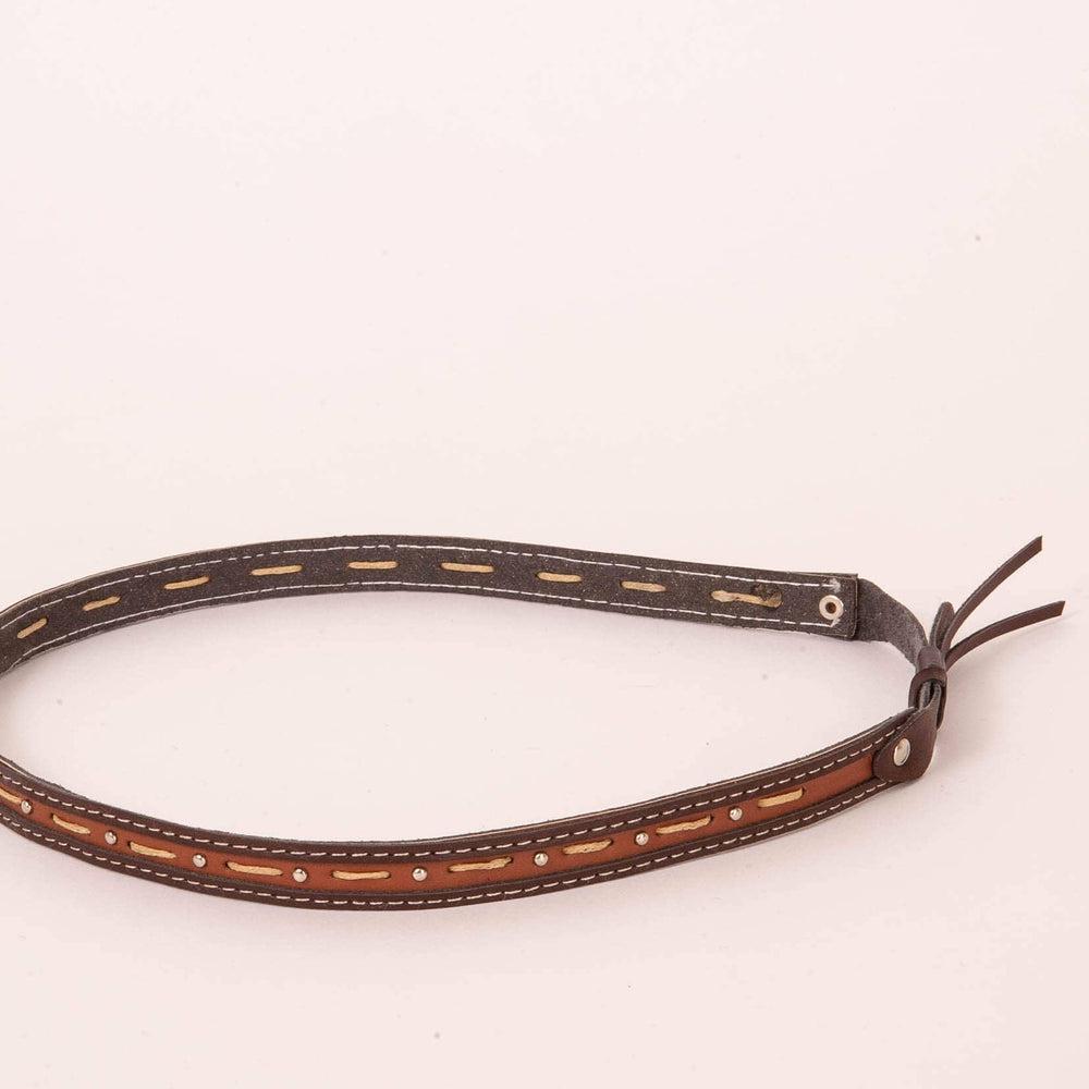 A side view of a Dillon Brown Hat Band 