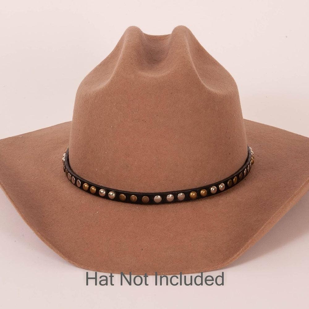 Rivet Black with Metal Studs Hat Band on a brown felt hat