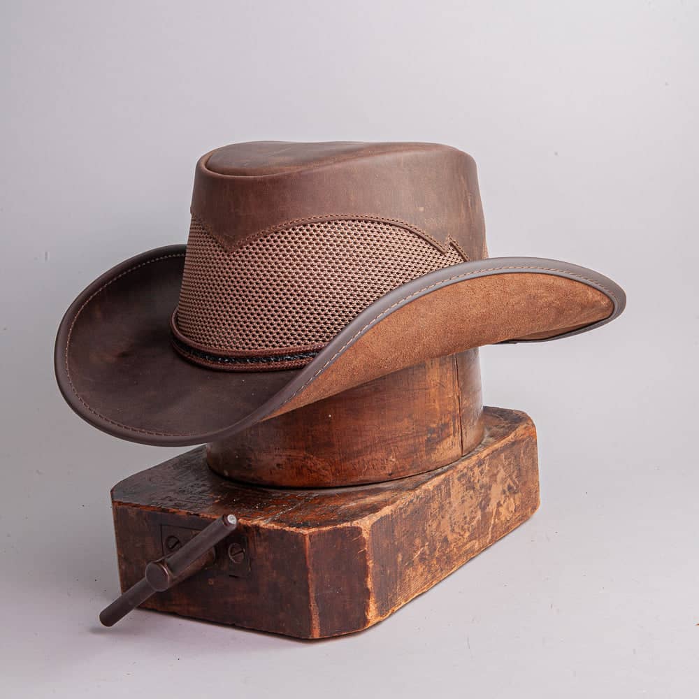 Durango Chocolate Leather Mesh Cowboy Hat by American Hat Makers