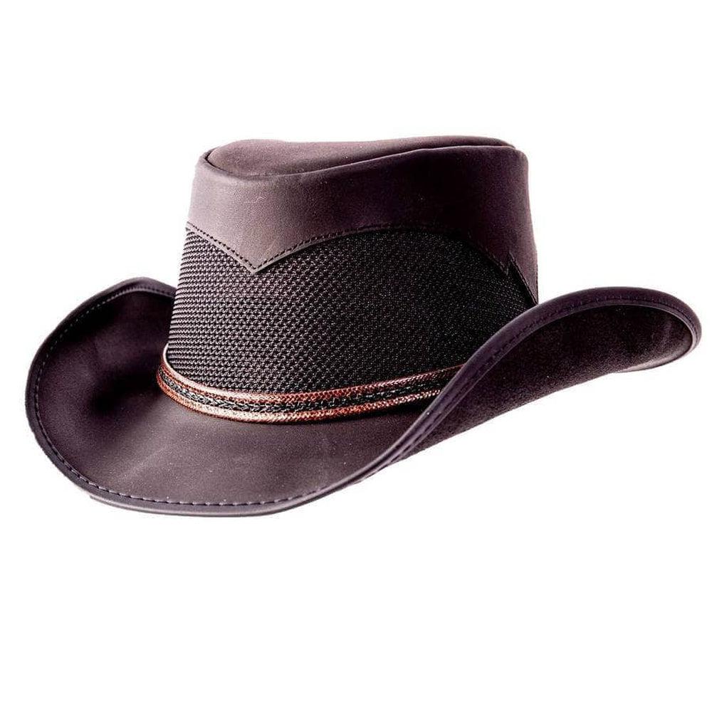 Durango Black Leather Mesh Cowboy Hat by American Hat Makers angled view