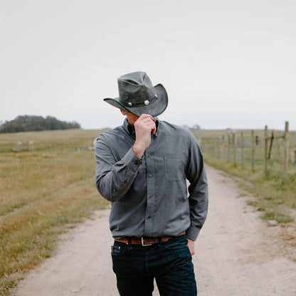 Cyclone Asphalt Leather Cowboy Hat with 3" Brim and 4" Crown by American Hat Makers