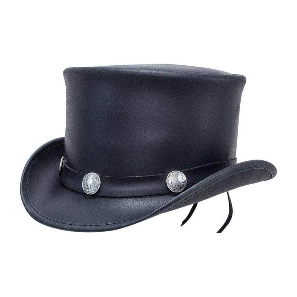 El Dorado Black Leather Top Hat, Buffalo Band by American Hat Makers