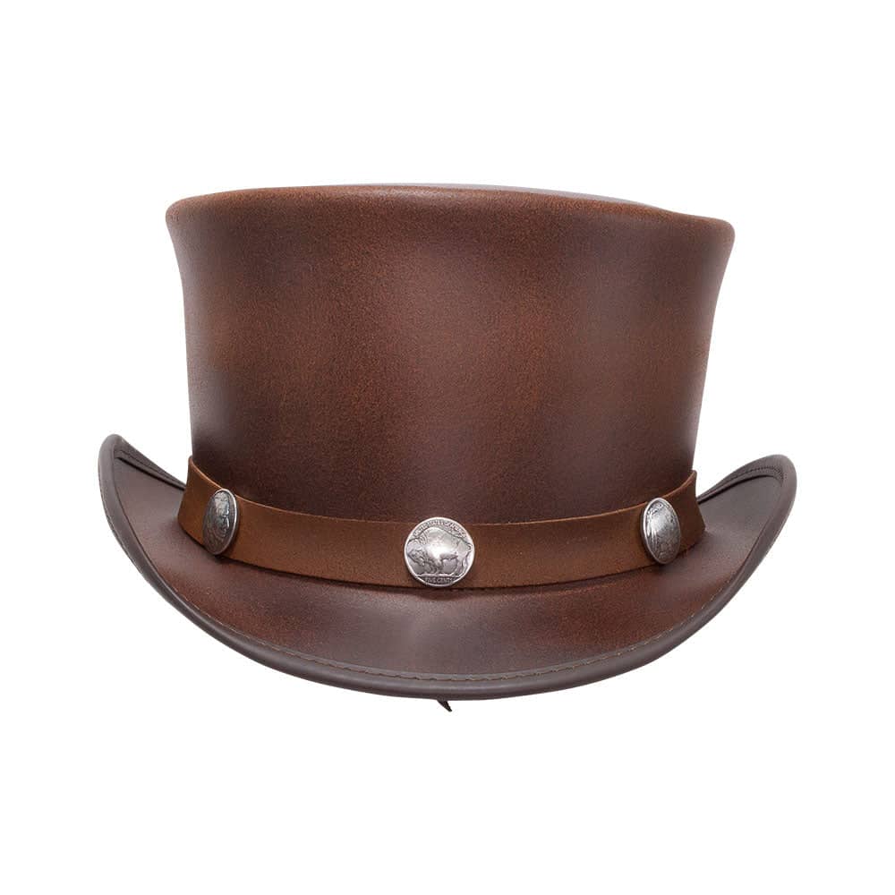 El Dorado  Brown Leather Top Hat with a Buffalo Band by American Hat Makers