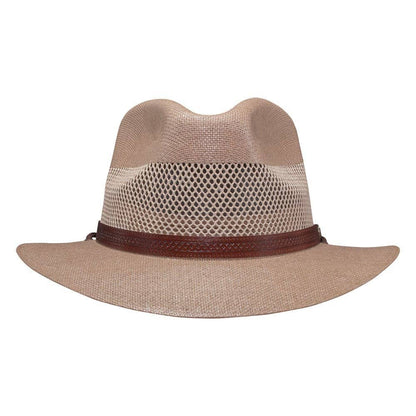 Front view of Milan Tan Straw Fedora Hat