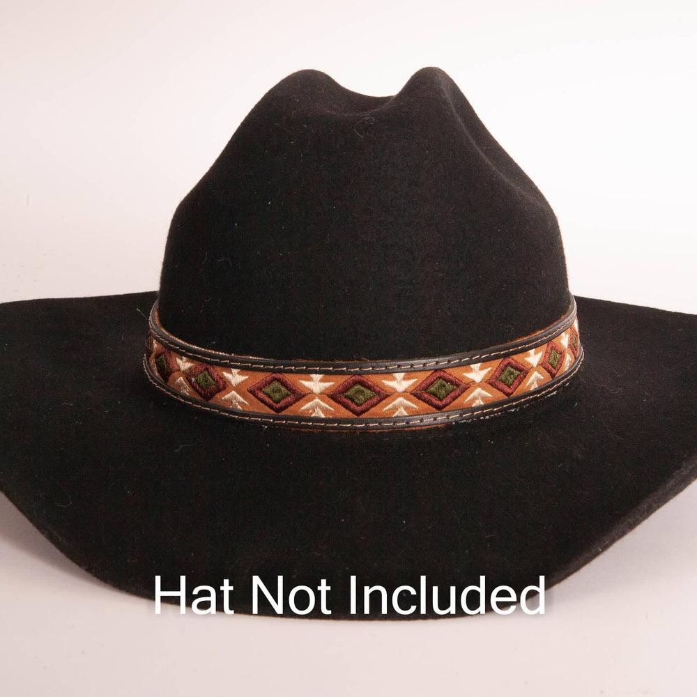 Fawn Sand Cowboy Hat Band on a black hat