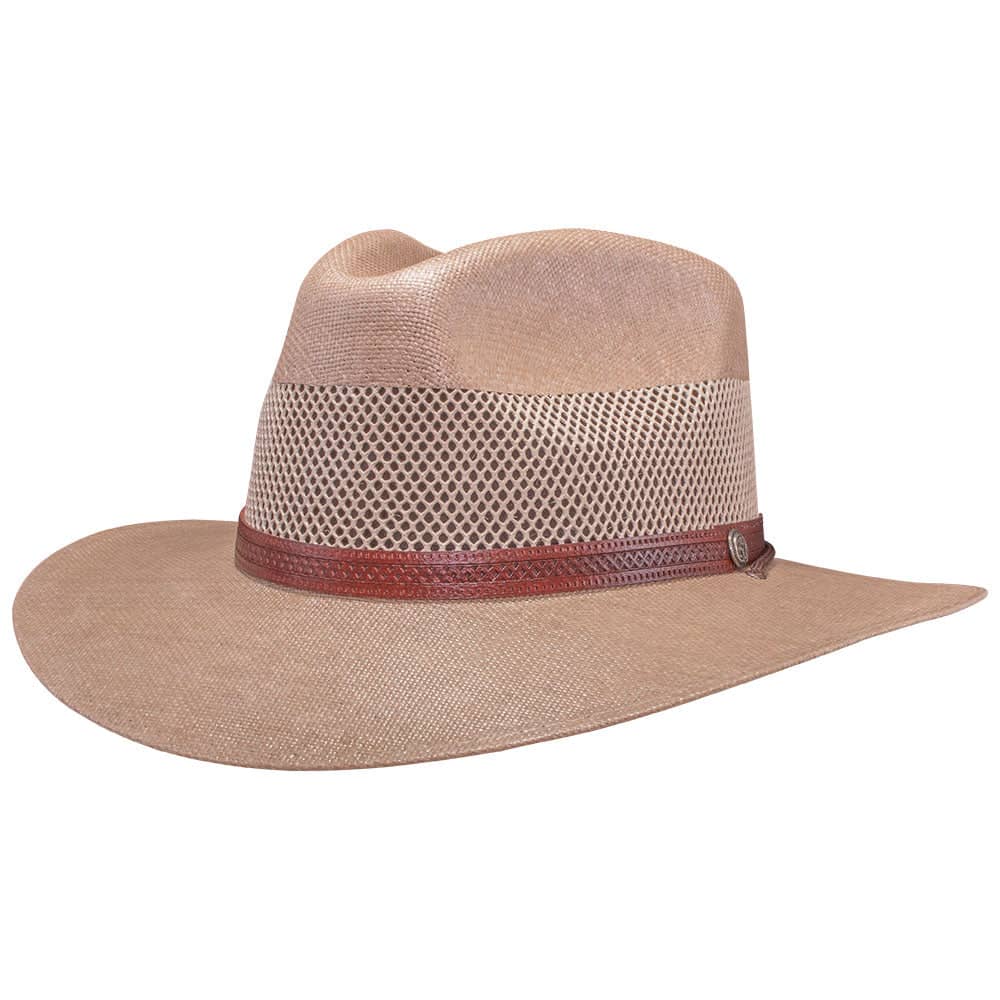 Mens Tan Wide Brim Straw Sun Hat by American Hat Makers