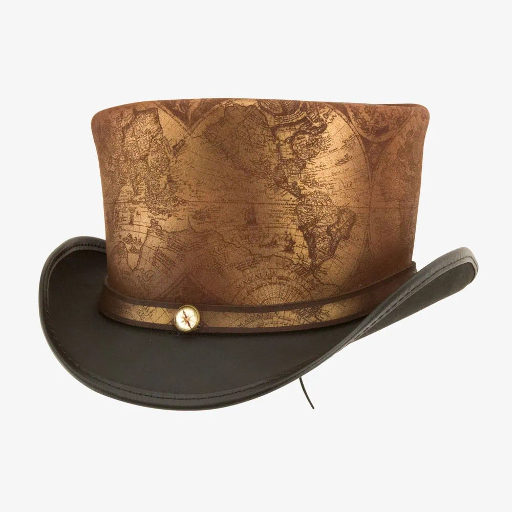 hAtlas | Mens Black Genuine Leather Top Hat