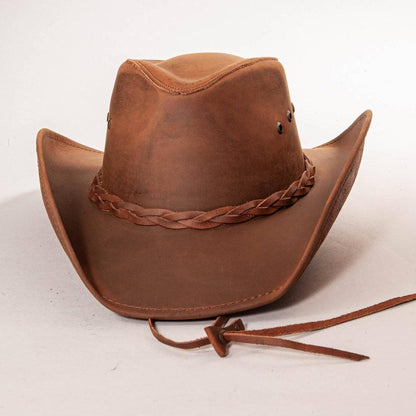 front view of Hollywood Copper Leather Cowboy Hat by American Hat Makers