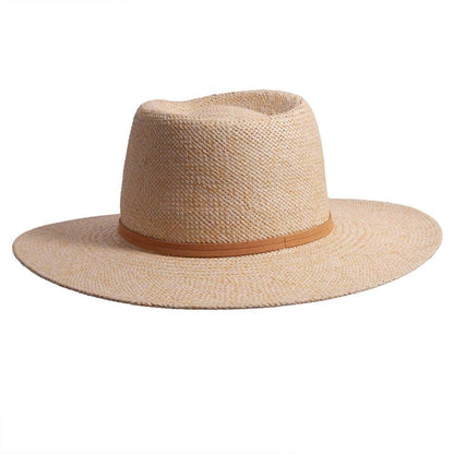 A front view of Johvan cream straw sun hat 