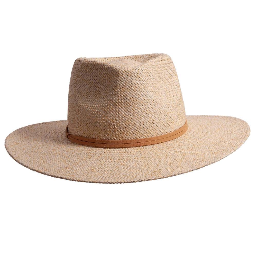 A front view of Johvan cream straw sun hat 