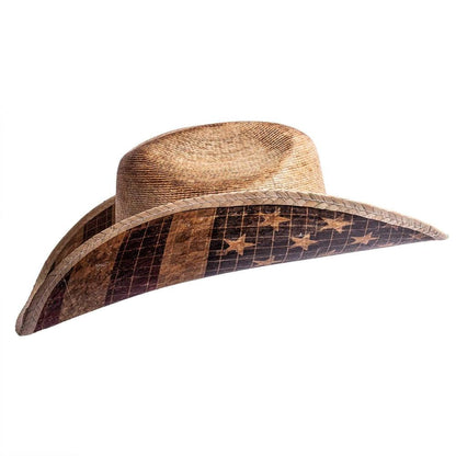 Liberty natural straw cowboy hat by American Hat Makers side view