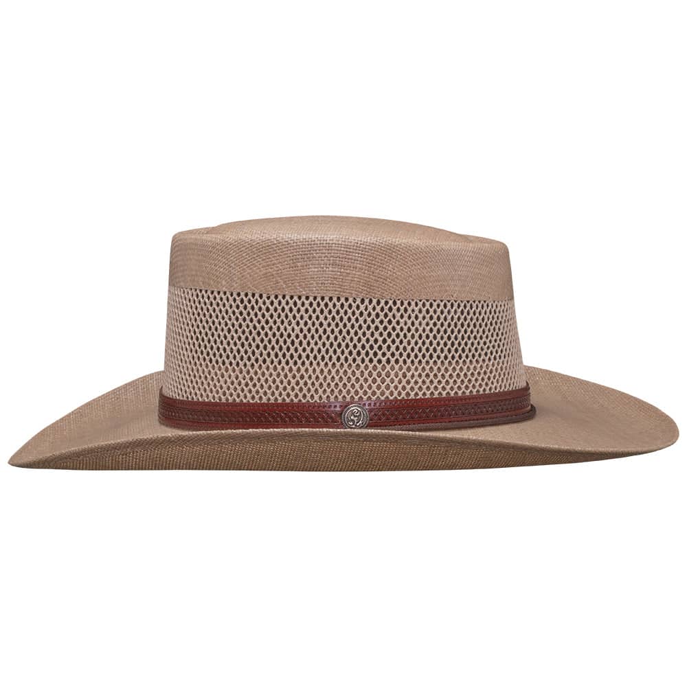 Madrid Tan Straw Pork Pie Sun Hat by American Hat Makers