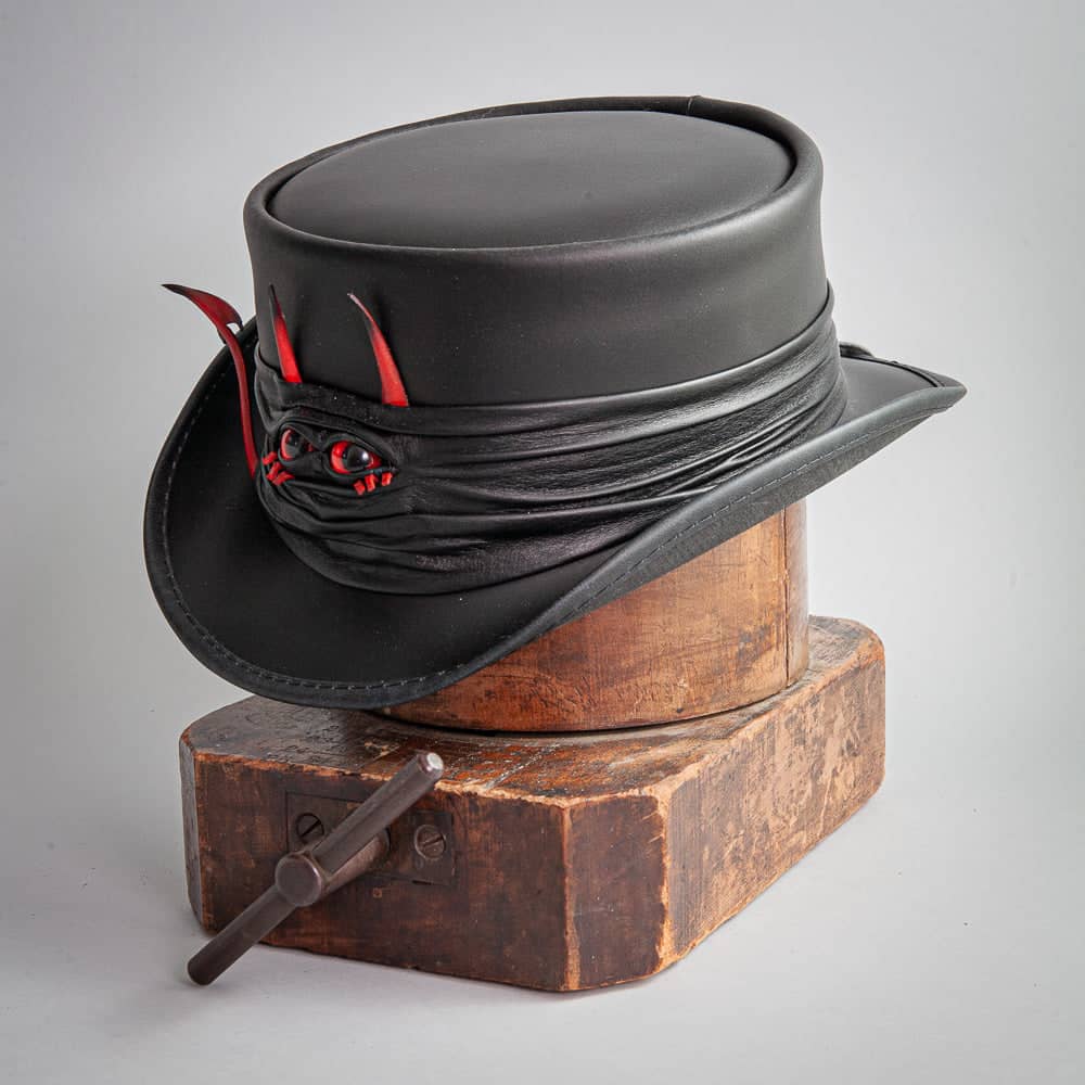 Marlow Lil Evil Black Leather Top Hat by American Hat Makers video