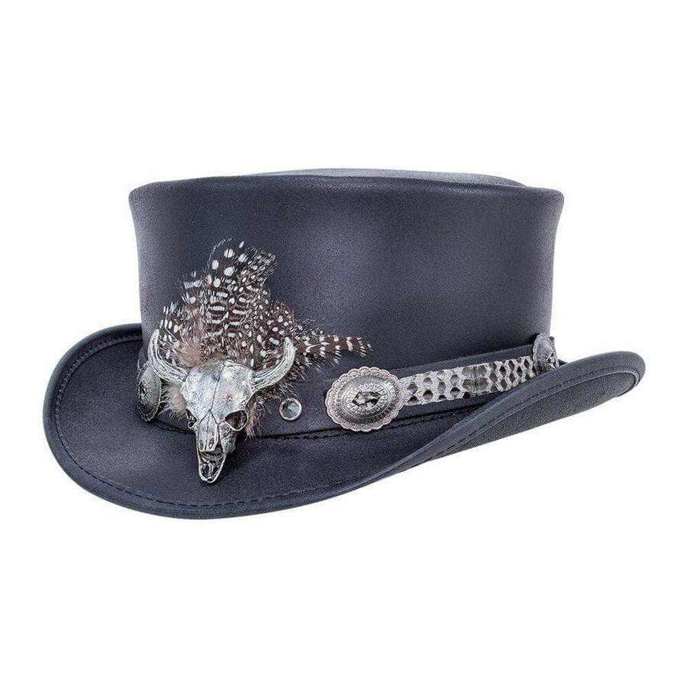 Marlow Black True Grit Leather Top Hat by American Hat Makers