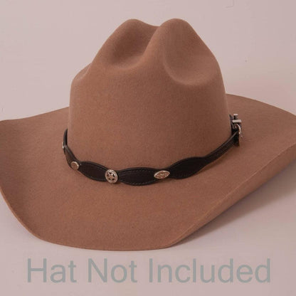 Marshall Black Leather Cowboy Hat Band on a brown felt hat