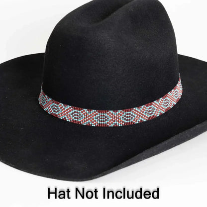 Maverick Blue and Red Beaded hat band by American Hat Makers