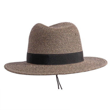 Nero natural and black straw sun hat by American Hat Makers back view