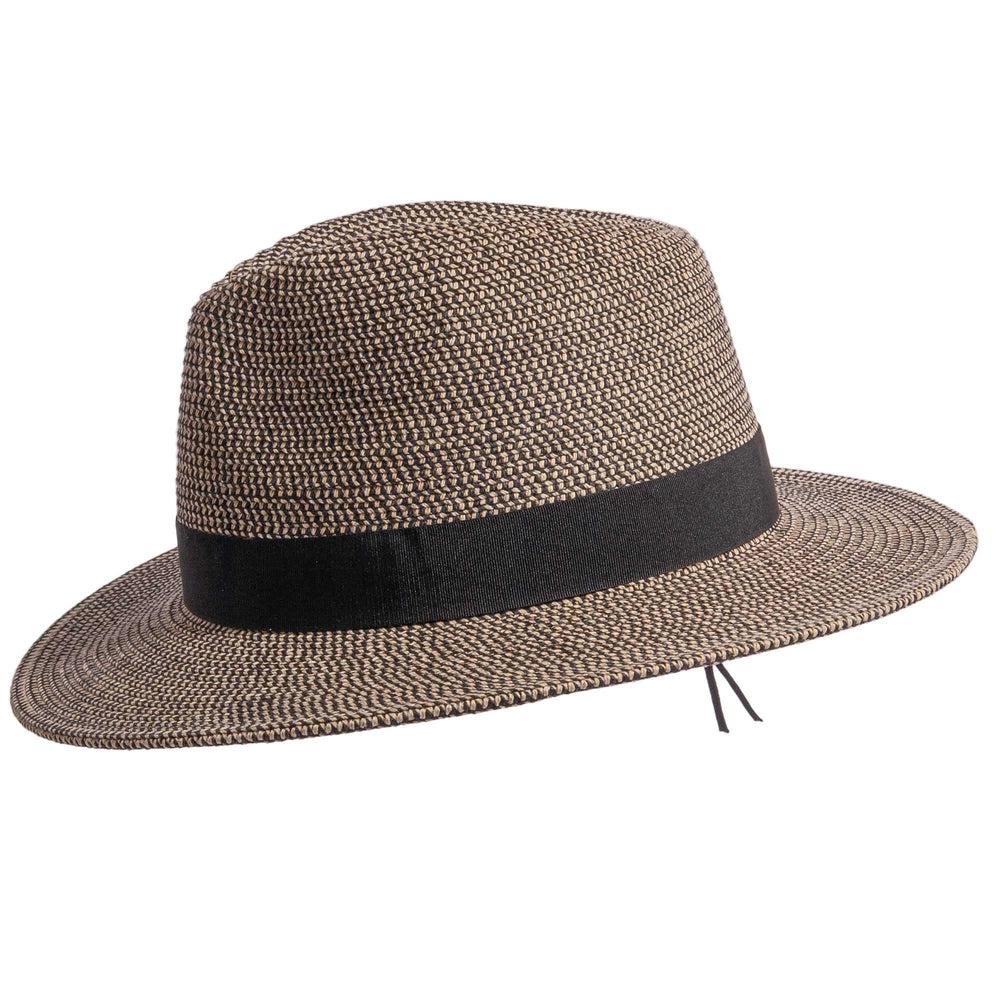 Nero natural and black straw sun hat by American Hat Makers side view