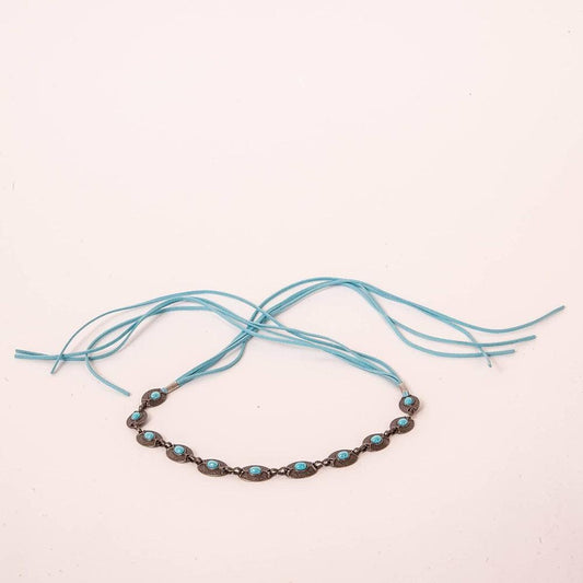 A front view of Nizhoni Turquoise Hat Band 