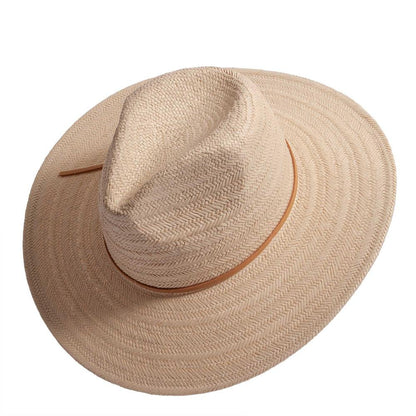 A top view of Paulo brown  straw sun hat 