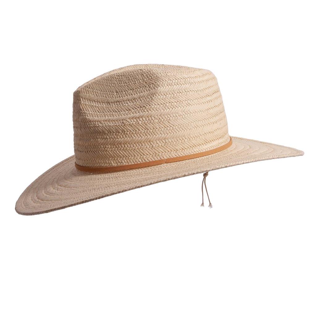 A front view of Paulo brown straw sun hat