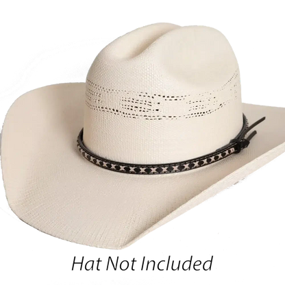 Pickett Black Cowboy Hat Band on a Cream Colored Hat