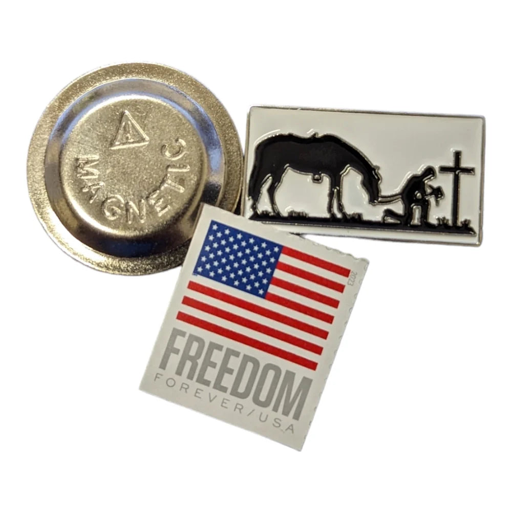 Praying Cowboy Magnetic Hat Pin Size Preference