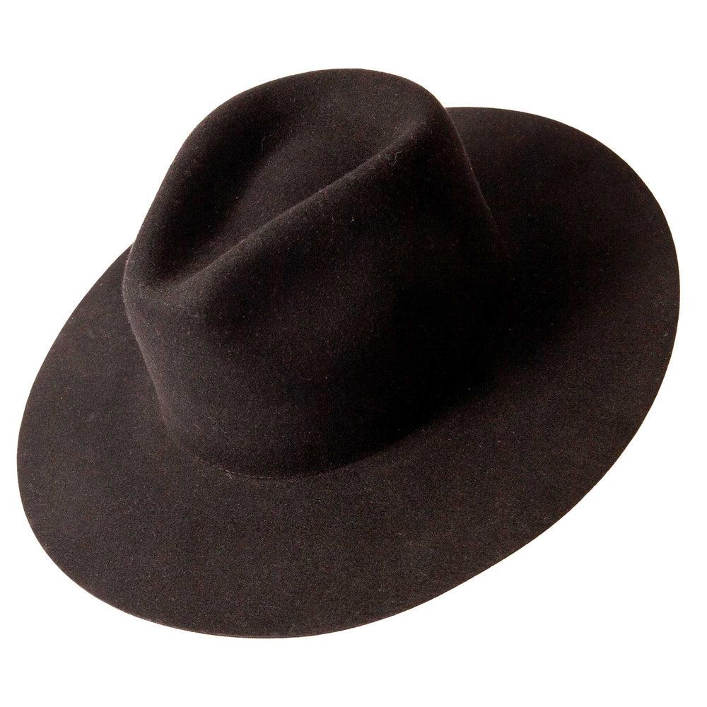 Black Rancher Felt Fedora Hat by American hat Makers angled view