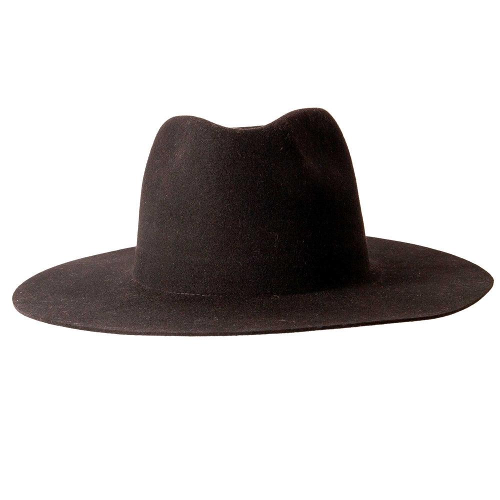 A back view of Black Rancher Felt Fedora Hat