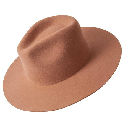 Tan Rancher Felt Fedora Hat by American hat Makers angled right view