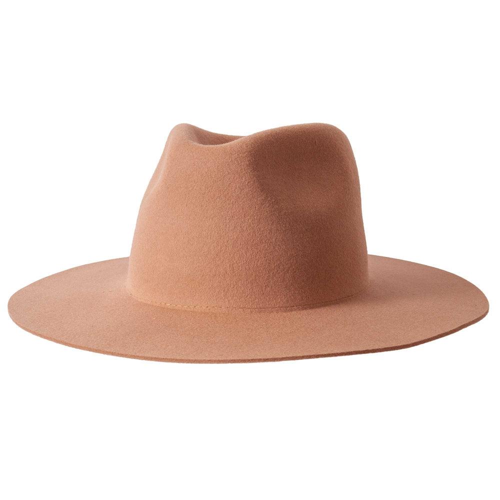 A right view of Tan Rancher Felt Fedora Hat 