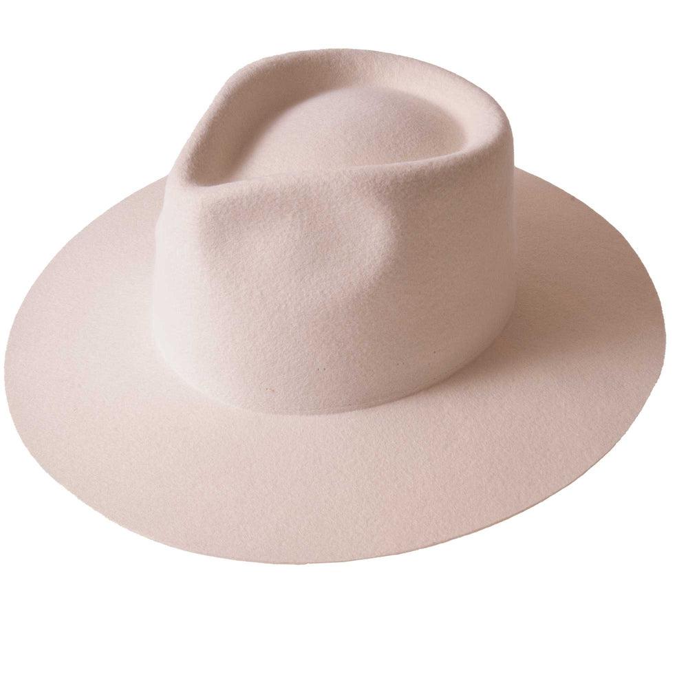 womens rancher white fedora side angled view