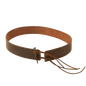 A back view of a Rawhide brown leather hat band