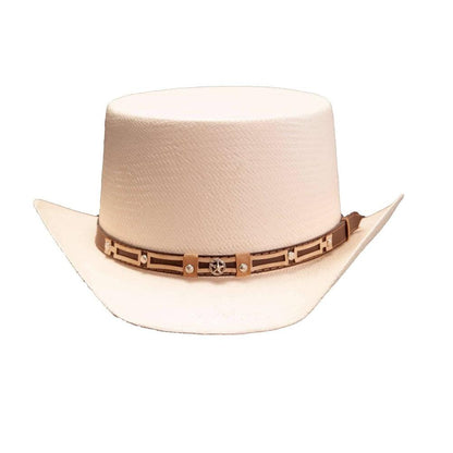 Ringleader Cream Straw Top Hat by American Hat Makers front view