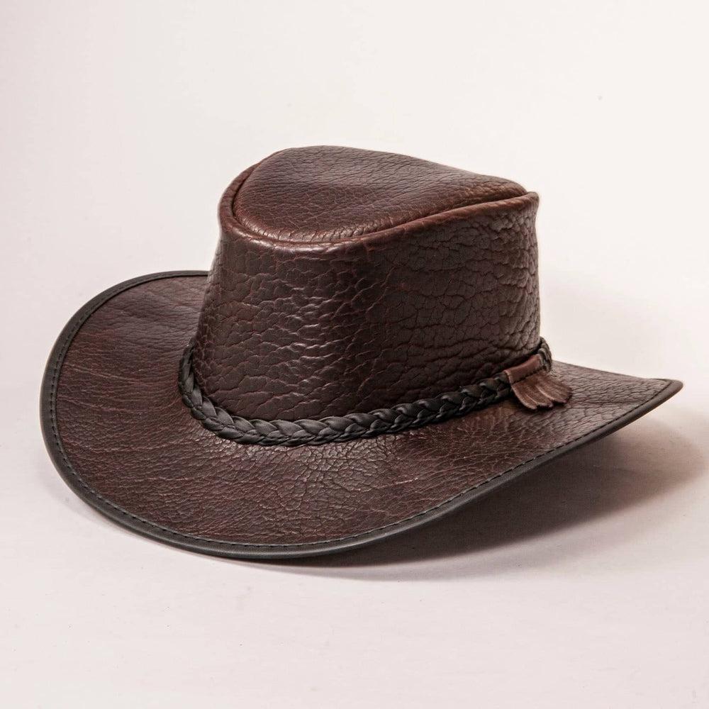 Roughneck Chocolate Buffalo Leather Hat by American Hat Makers