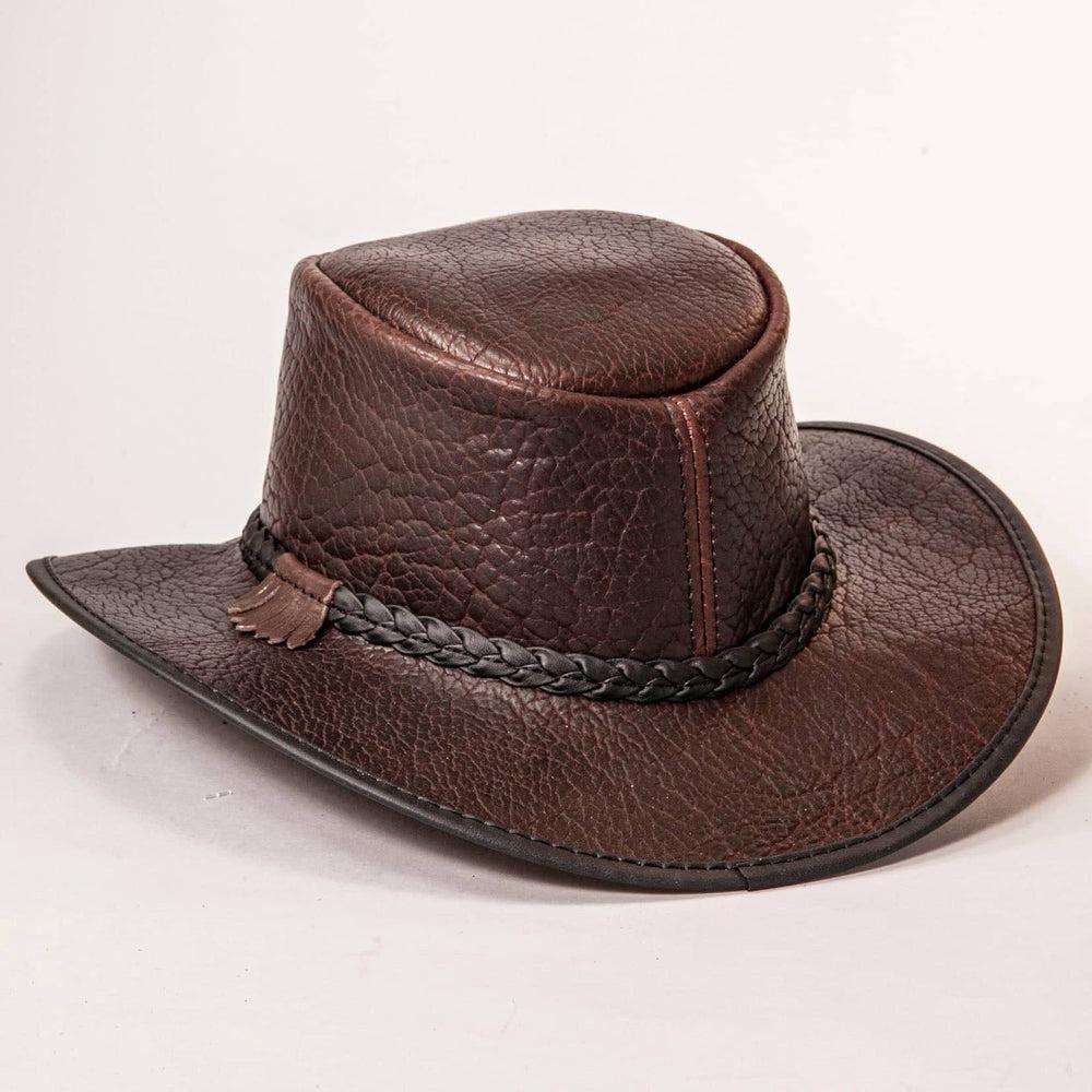 Roughneck Chocolate Buffalo Leather Hat by American Hat Makers