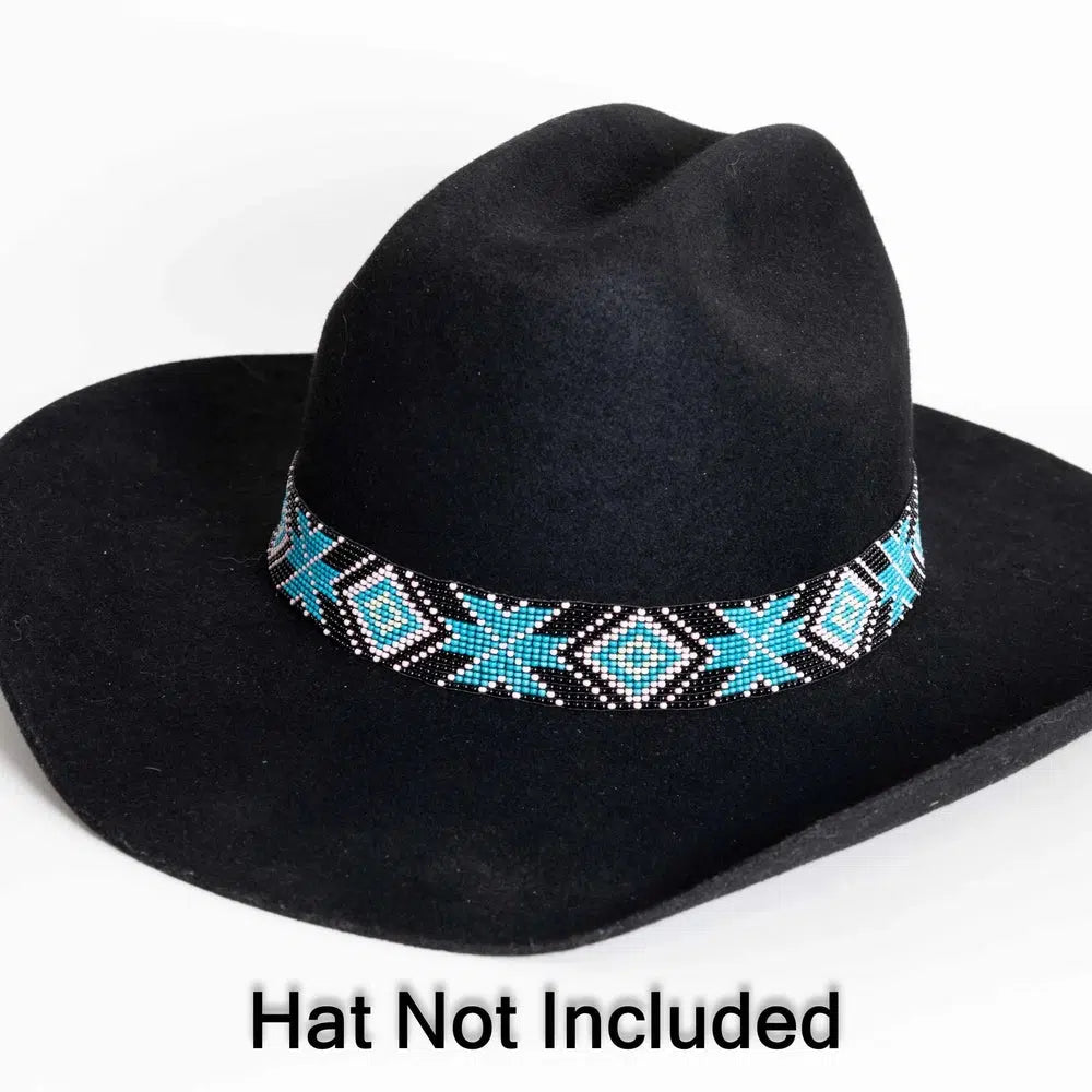 Sadie blue and black beaded hat band by American Hat Makers