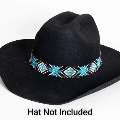 Sadie blue and black beaded hat band by American Hat Makers