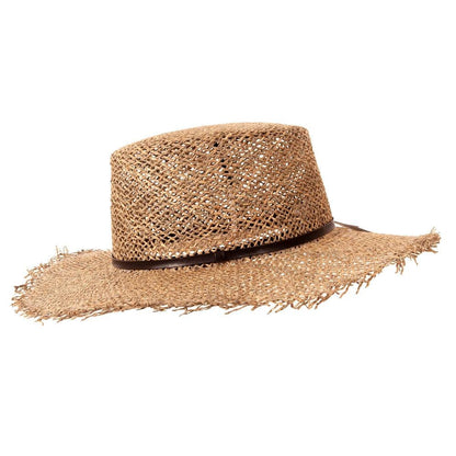 A side view of a Seabrook Natural Straw Hat