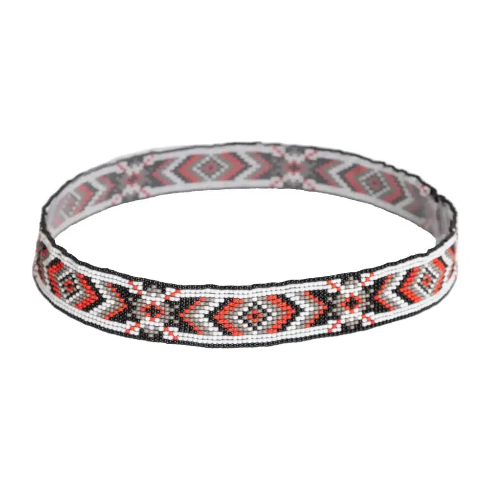 Shane red and black beaded hat band by American hat makers