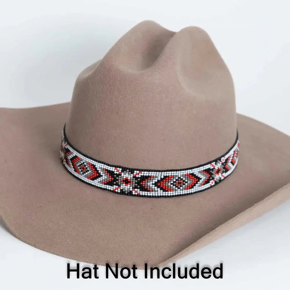 Shane red and black beaded hat band by American hat makers