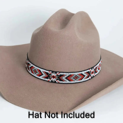 Shane red and black beaded hat band by American hat makers