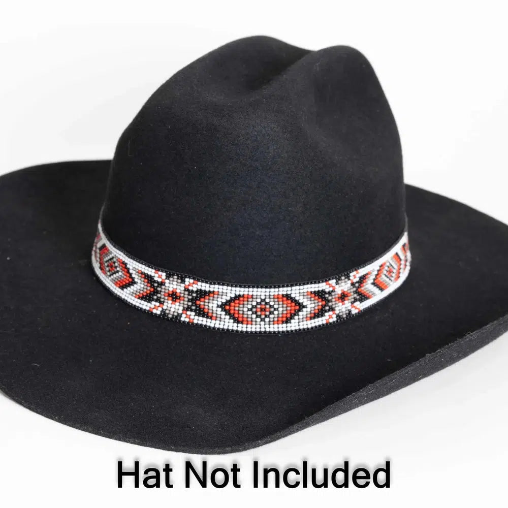 Shane red and black beaded hat band by American hat makers