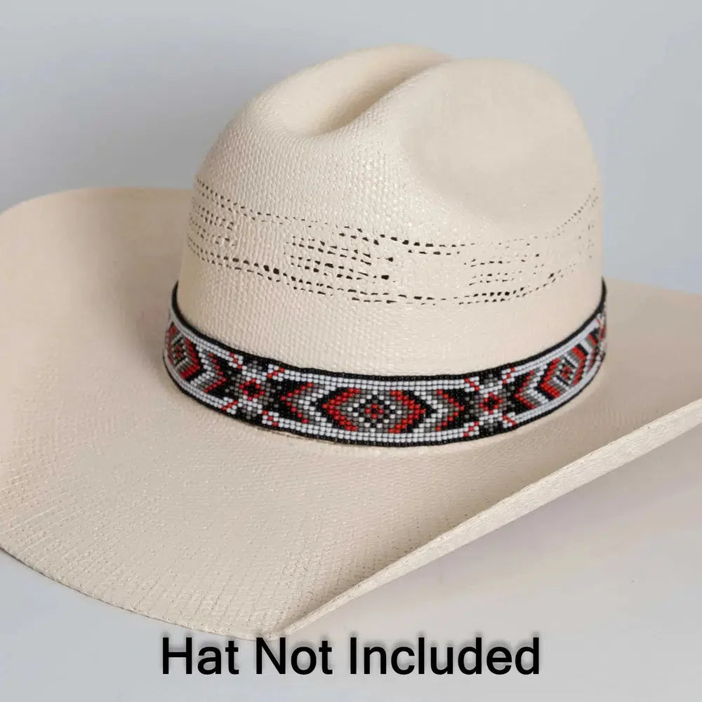 Shane red and black beaded hat band by American hat makers