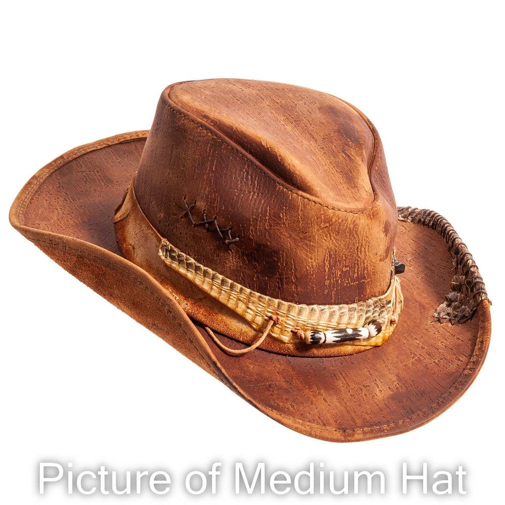 A left angled view of a sidewinder brown hat