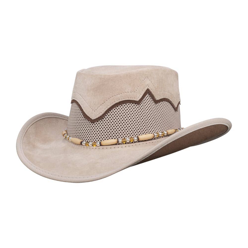 Sierra Latte Leather Mesh Cowboy Hat Crown  by American Hat Makers