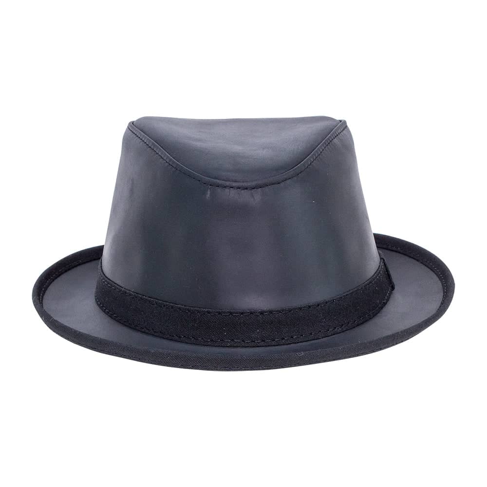 Soho Black Leather Trilby Fedora  by American Hat Makers