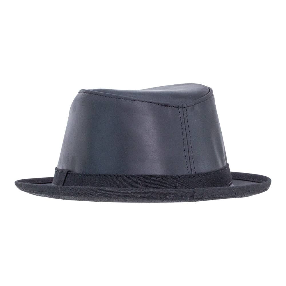 Soho Black Leather Trilby Fedora  by American Hat Makers