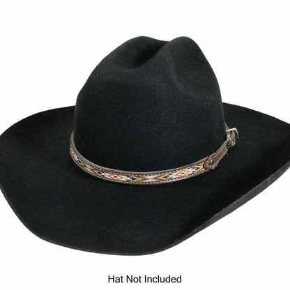 Brown Stitch Leather Cowboy Hat Band on a black hat