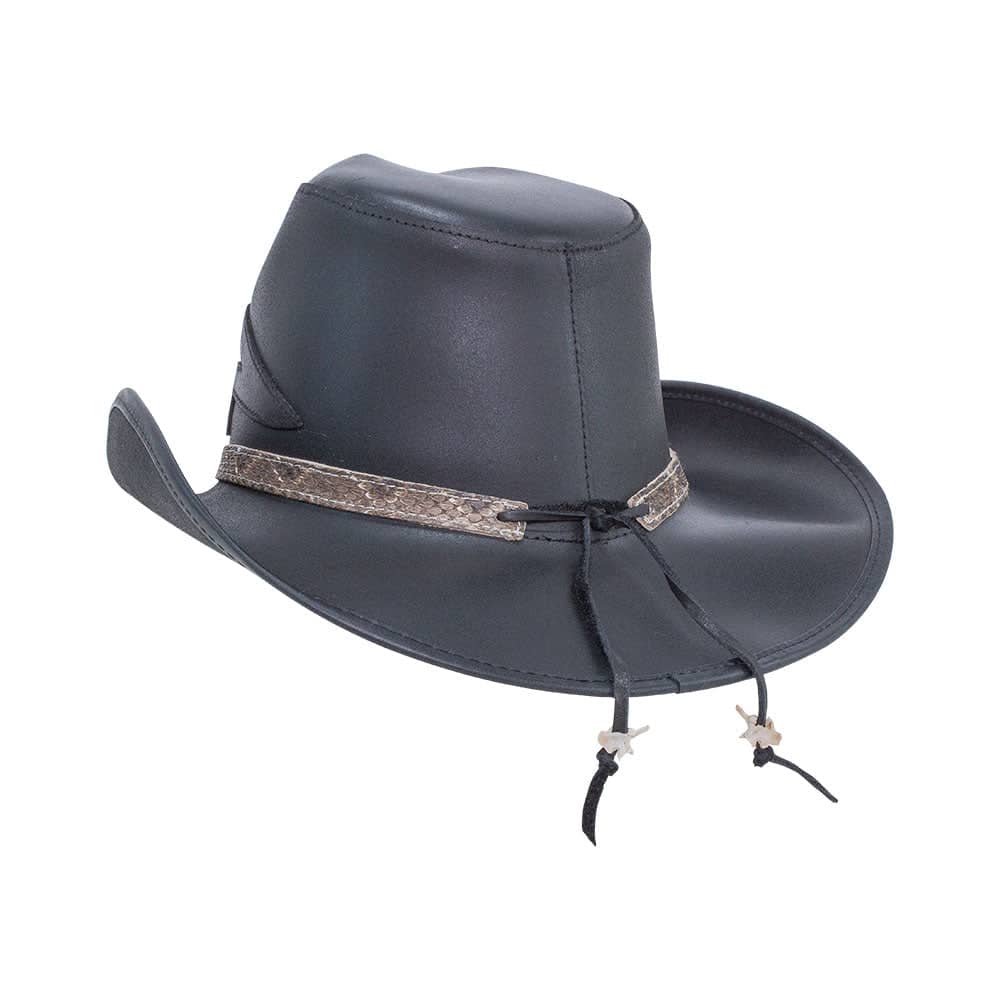 Storm Black Leather Cowboy Hat with Rattlesnake Skin Band by American Hat Makers